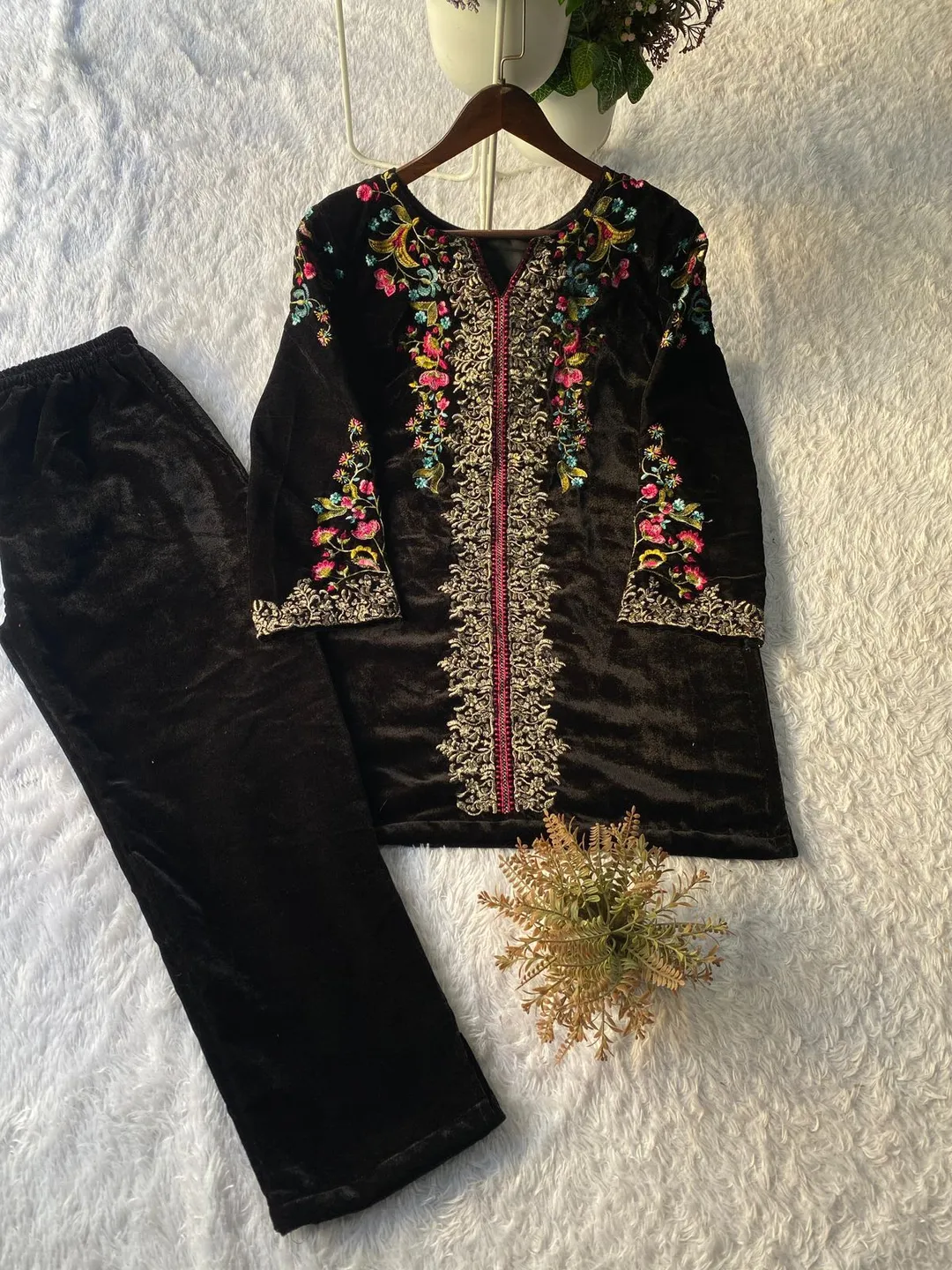 Winter Special Velvet Designer Co-Ord Set