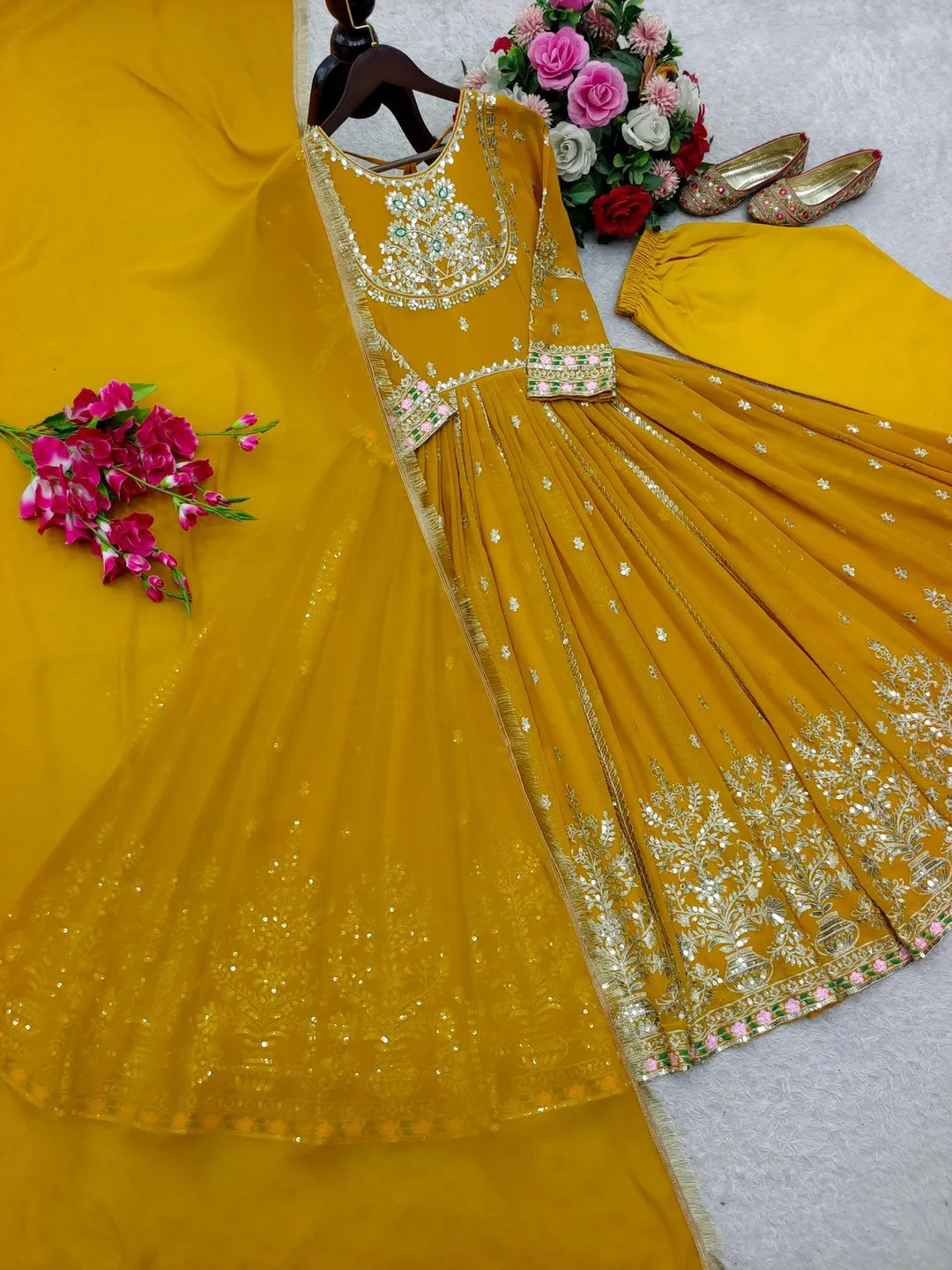 Heavy Pure Blooming Georgette Gown Set – Ready to Wear