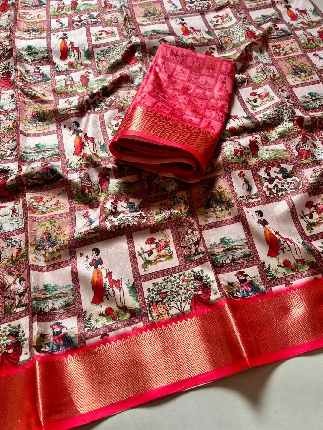 Soft Dola Silk Kalamkari Print Saree