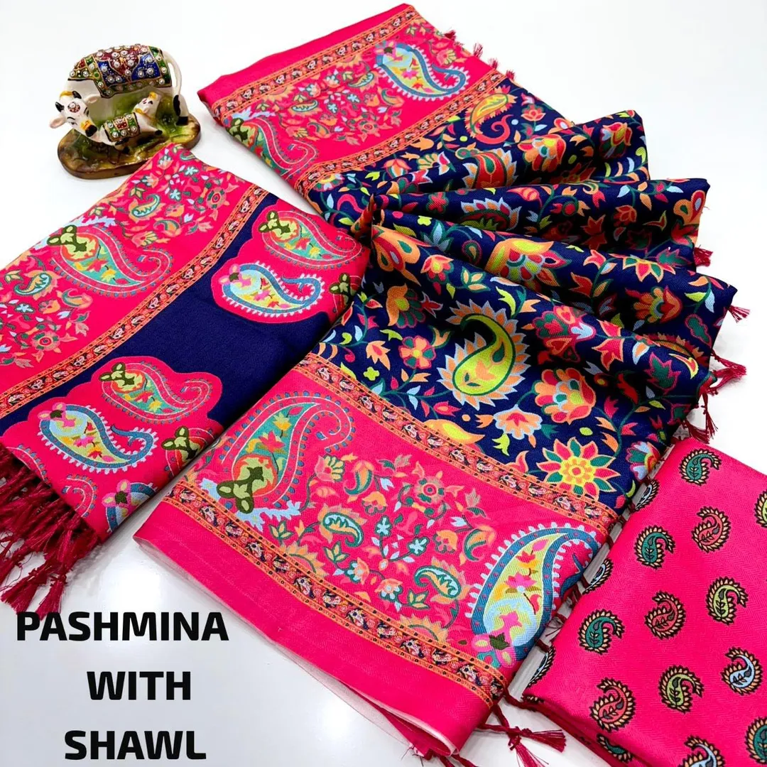 Digital Premium Pashmina Saree with Shawl - Exclusive Hit Design