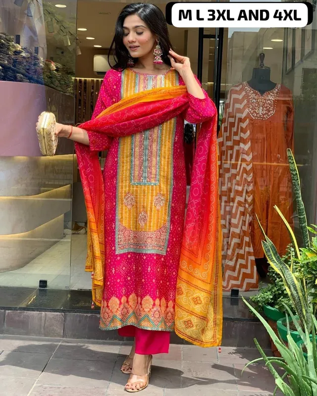 Pakistani Style Muslin Suit Set with Designer Dupatta