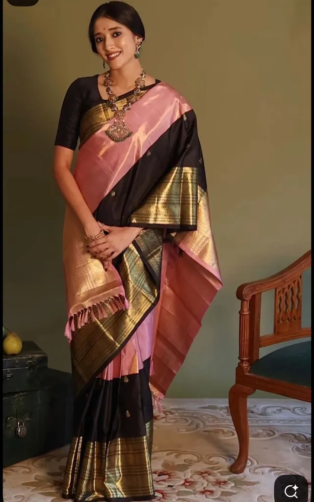 Banarasi Half & Half Semi Katan Soft Silk Saree with Zari Weaving Border & Rich Pallu