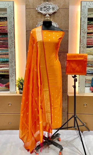 Pure Banarasi 3 Pieces Dress Material - Best suit set at Maa Kaali Creations