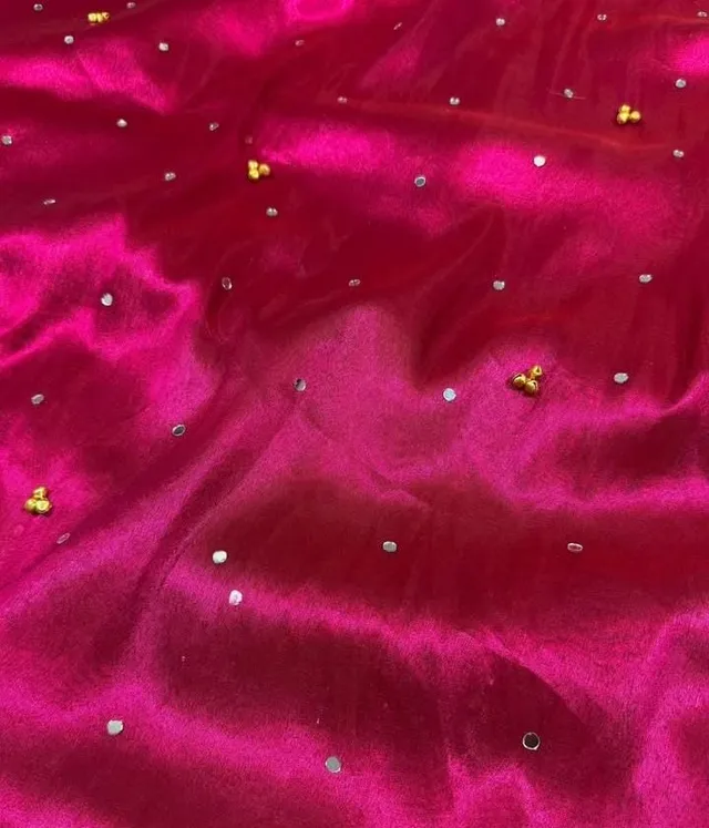 Banarasi Soft Tissue Silk Mirror, Ghungroo & Stone Work Saree - View 7