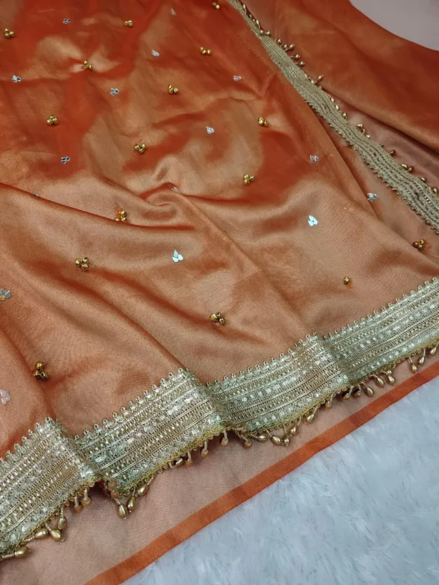 Banarasi Soft Tissue Silk Mirror & Ghungroo Work Saree - View 3