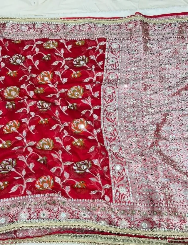 BIGGEST WEDDING Launch - Banarasi Soft Georgette Silk Stone Work Saree Collection - View 2