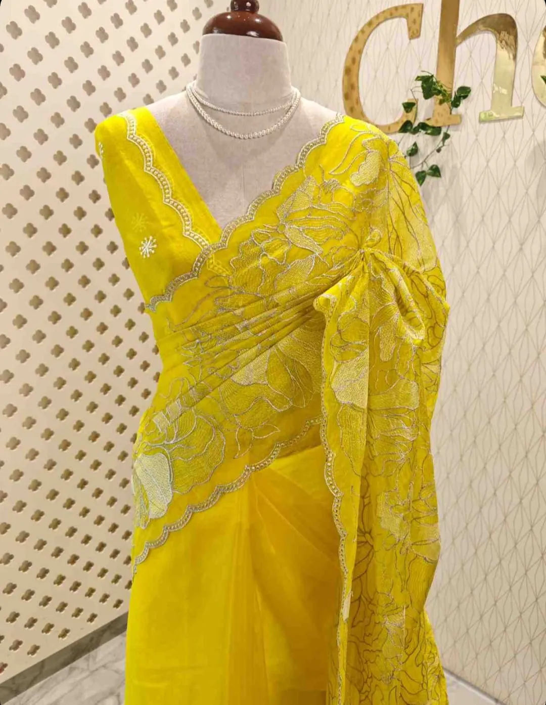 Banarasi Soft Organza Chikankari Silk Saree - View 2