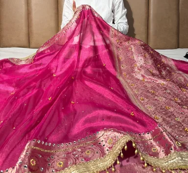 Premium Banarasi Soft Tissue Silk Ghungroo & Mirror Work Saree - View 3