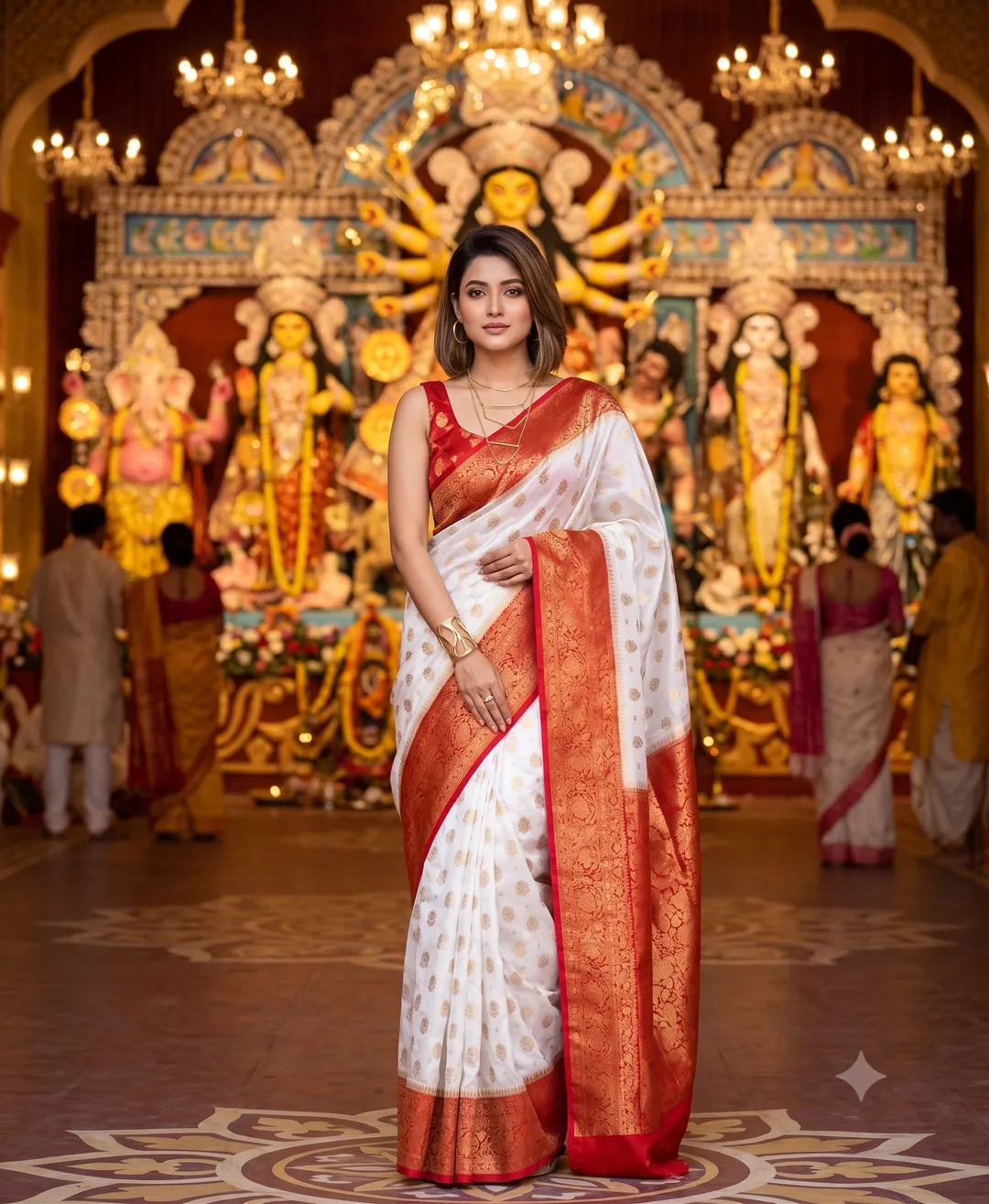 DURGA PUJA SPECIAL - Banarasi Soft Semi-Georgette Silk Saree