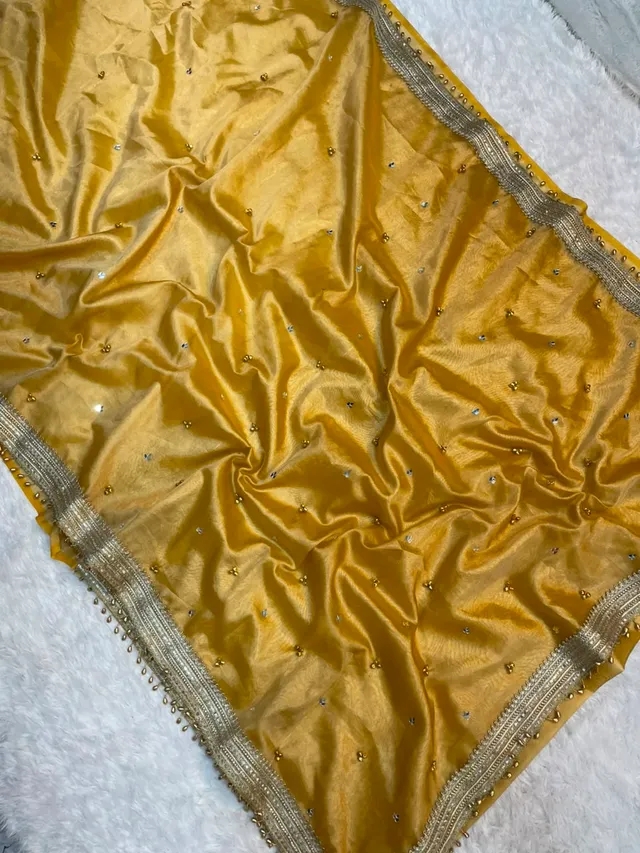 Banarasi Soft Tissue Silk Mirror & Ghungroo Work Saree - View 2
