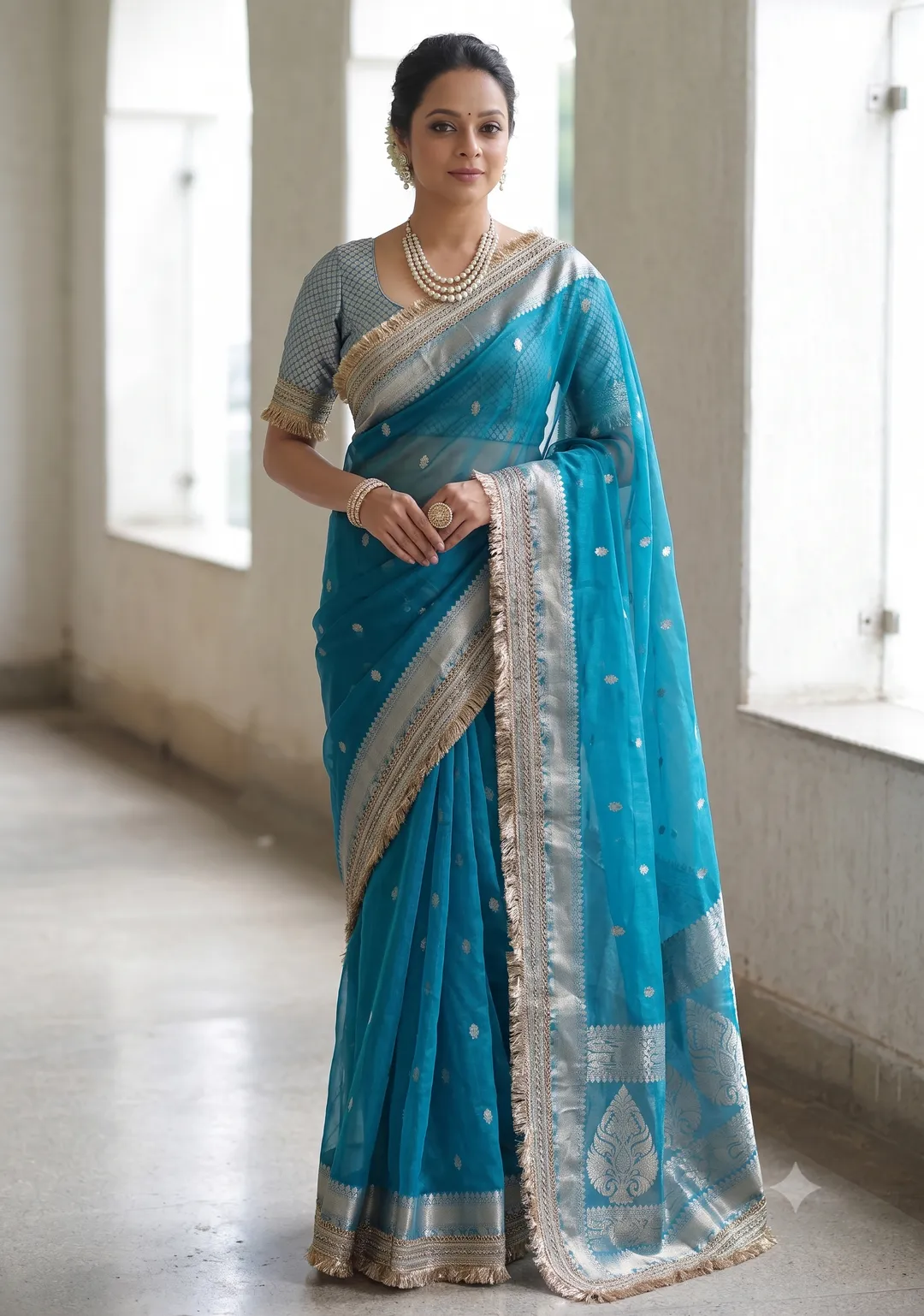 Banarasi Tissue Silk Kaat Ban Saree with Heavy Lace Work - Premium Banarasi Tissue Silk Saree Online India - Buy at ₹1899 - Image 1