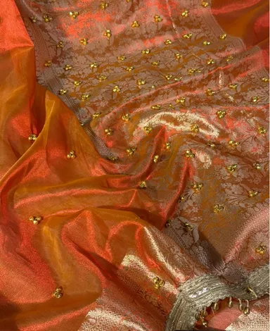 Fresh Launch – Premium Banarasi Soft Tissue Silk Ghungroo Saree - View 2