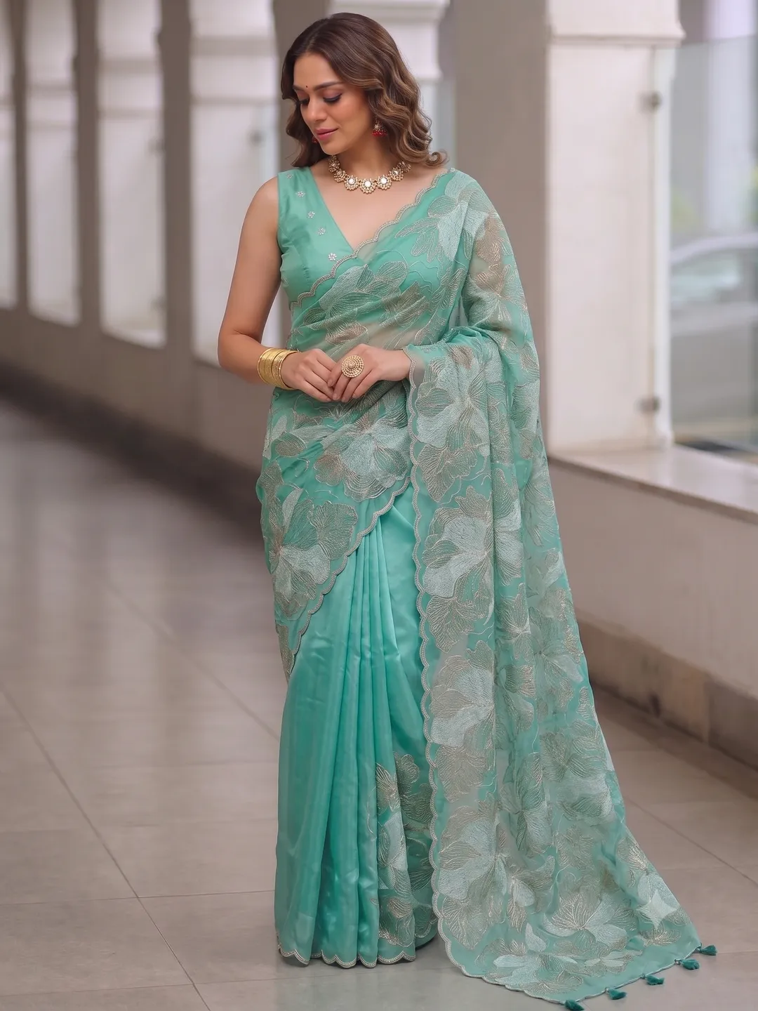 Banarasi Soft Organza Chikankari Silk Saree - Premium Banarasi Soft Organza Chikankari Silk Saree Online India - Buy at ₹2399 - Image 1