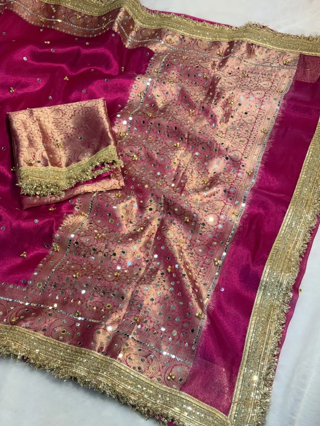 Banarasi Soft Tissue Silk Saree with Ghungroo & Heavy Stone Work - Banarasi Soft Tissue Silk Saree Online India - Buy at ₹2899 - Image 1