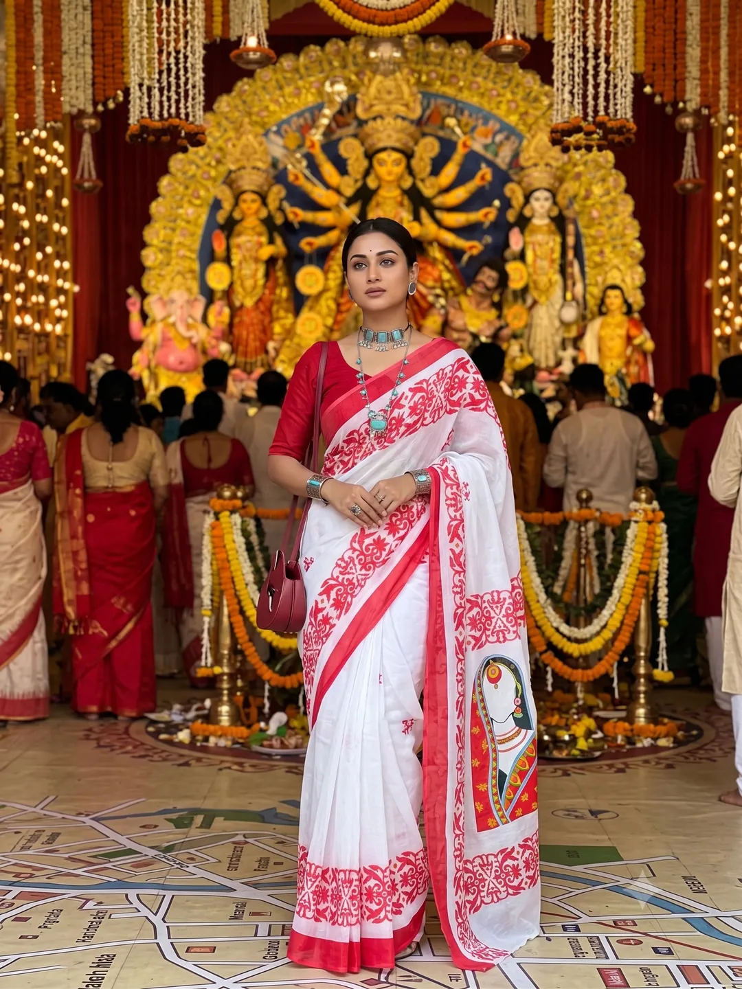Durga Puja Special – Premium Linen Digital Print Saree Collection