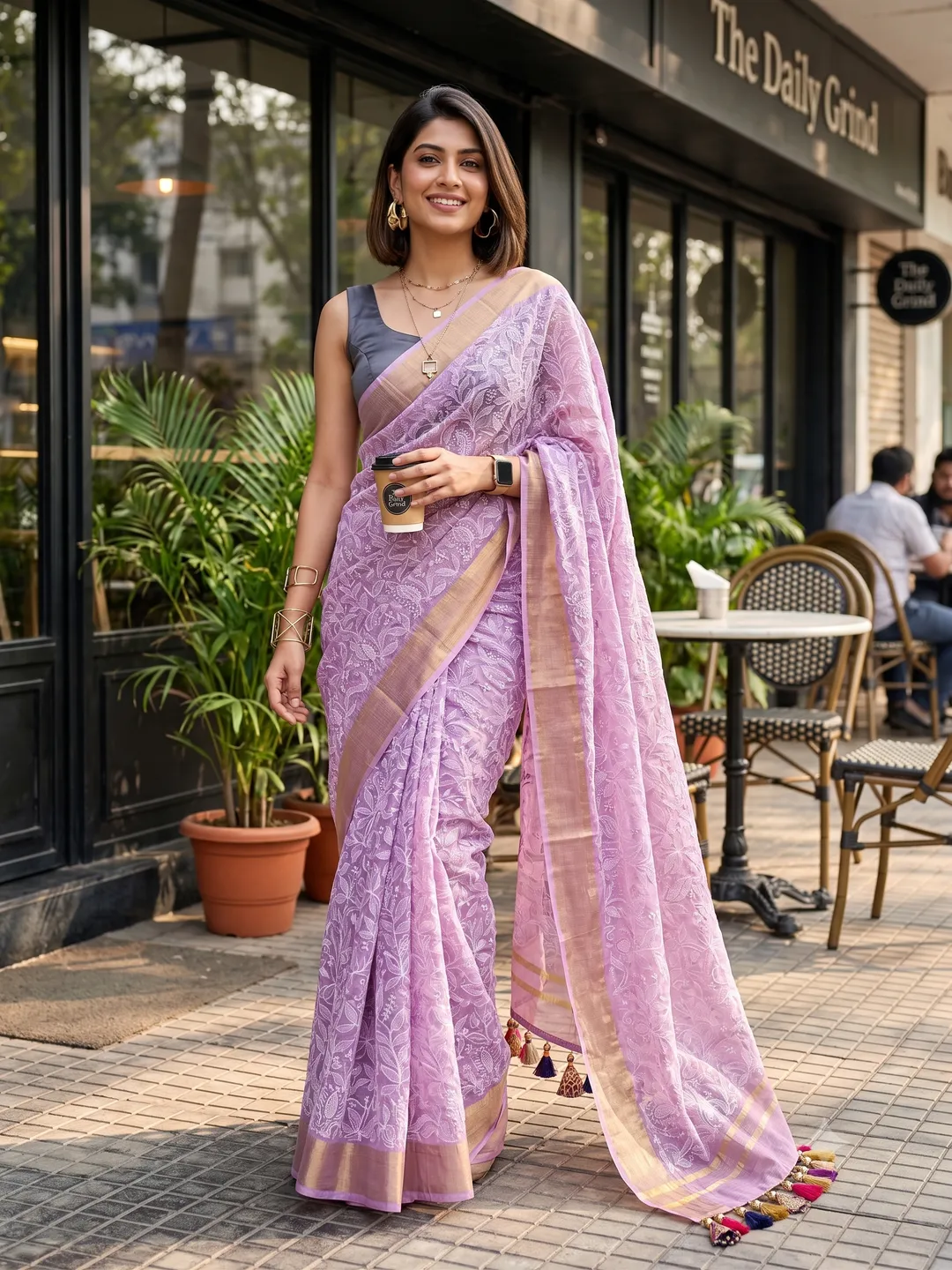Banarasi Handloom Party & Daily Wear Kota Check Silk Saree - Premium Banarasi Handloom Kota Check Silk Saree Online India - Buy at ₹1899 - Image 1