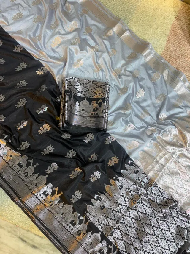Banarasi Ganga Ghat Katan Soft Silk Saree - View 2