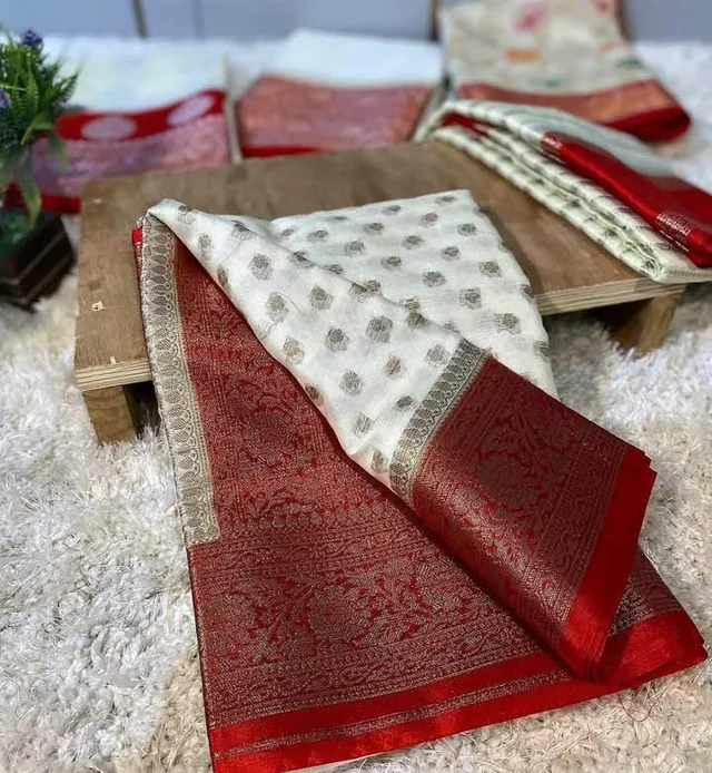 DURGA PUJA SPECIAL - Banarasi Soft Semi-Georgette Silk Saree - View 4
