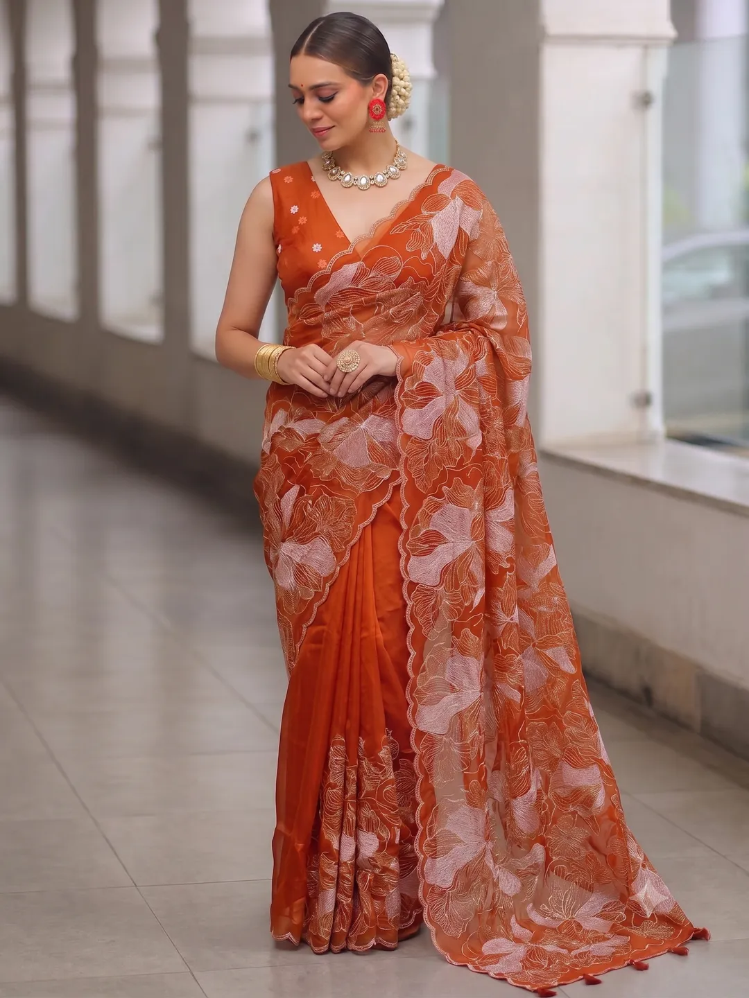 BANARASI SOFT ORGANZA CHIKANKARI SILK SAREE - Premium Banarasi Soft Organza Chikankari Silk Saree Online India - Buy at ₹2399 - Image 1