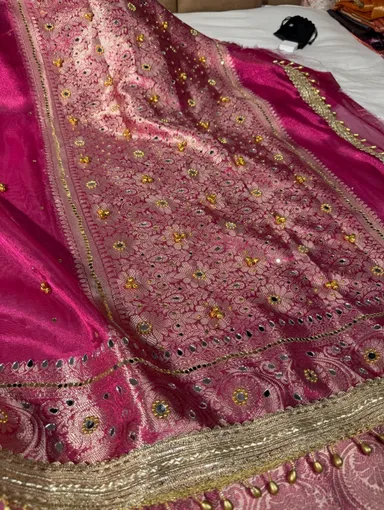 Premium Banarasi Soft Tissue Silk Ghungroo & Mirror Work Saree - View 2