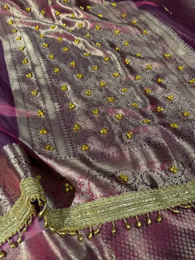 Fresh Launch – Premium Banarasi Soft Tissue Silk Ghungroo Saree - View 2