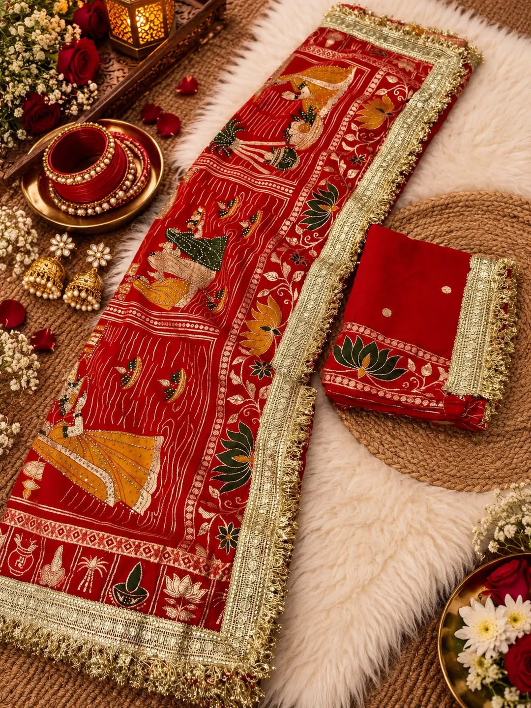Chath Pooja Special - Dola Viscose Weaving Saree with Rich Meena Pallu & All-Over Swarovski Zarkan Work - View 5