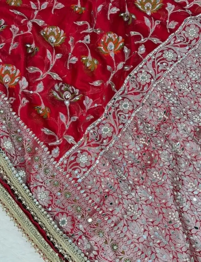BIGGEST WEDDING Launch - Banarasi Soft Georgette Silk Stone Work Saree Collection - View 4