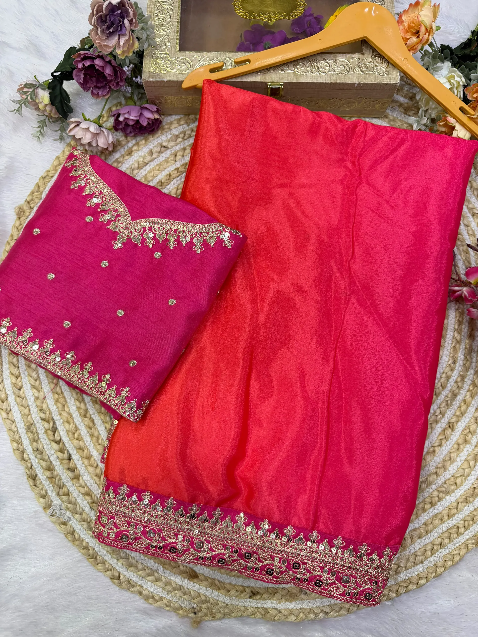 Kajol-Inspired Celebrity Style Designer Soft Chinnon Saree with Sequins & Dori Embroidery - View 10