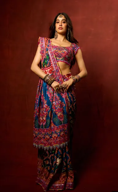 JHANVI KAPOOR INSPIRED PATOLA SAREE - Soft Chinnon Saree Online India - Buy at ₹1850 - Image 1