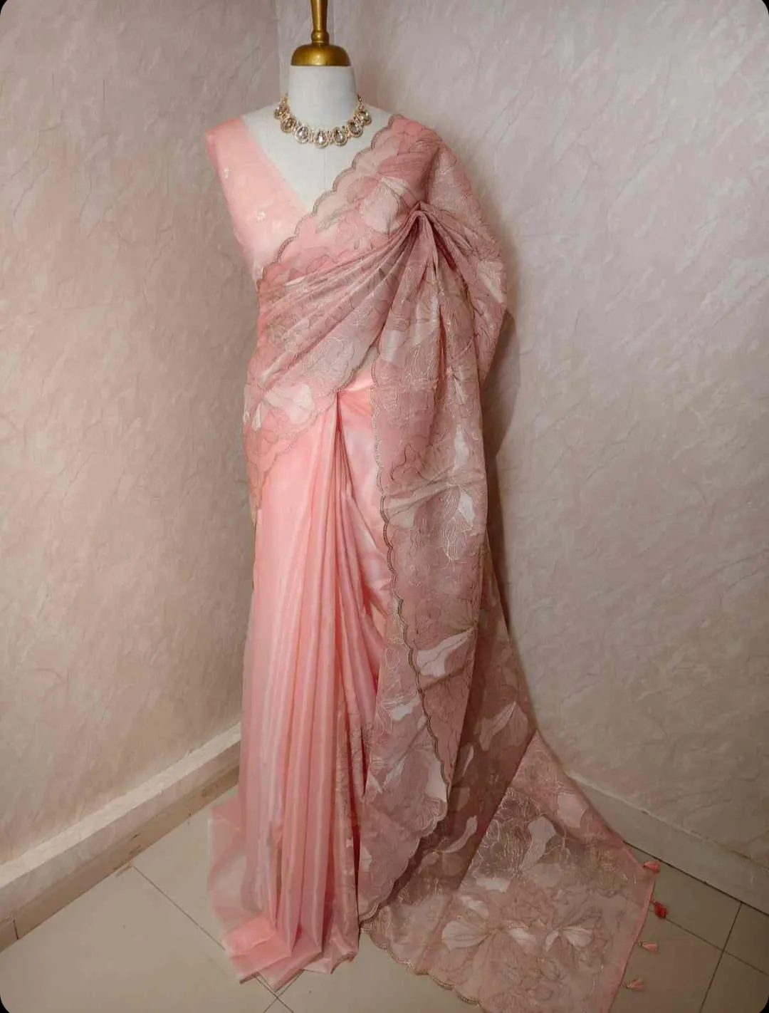 BANARASI SOFT ORGANZA CHIKANKARI SILK SAREE ✨ - View 2