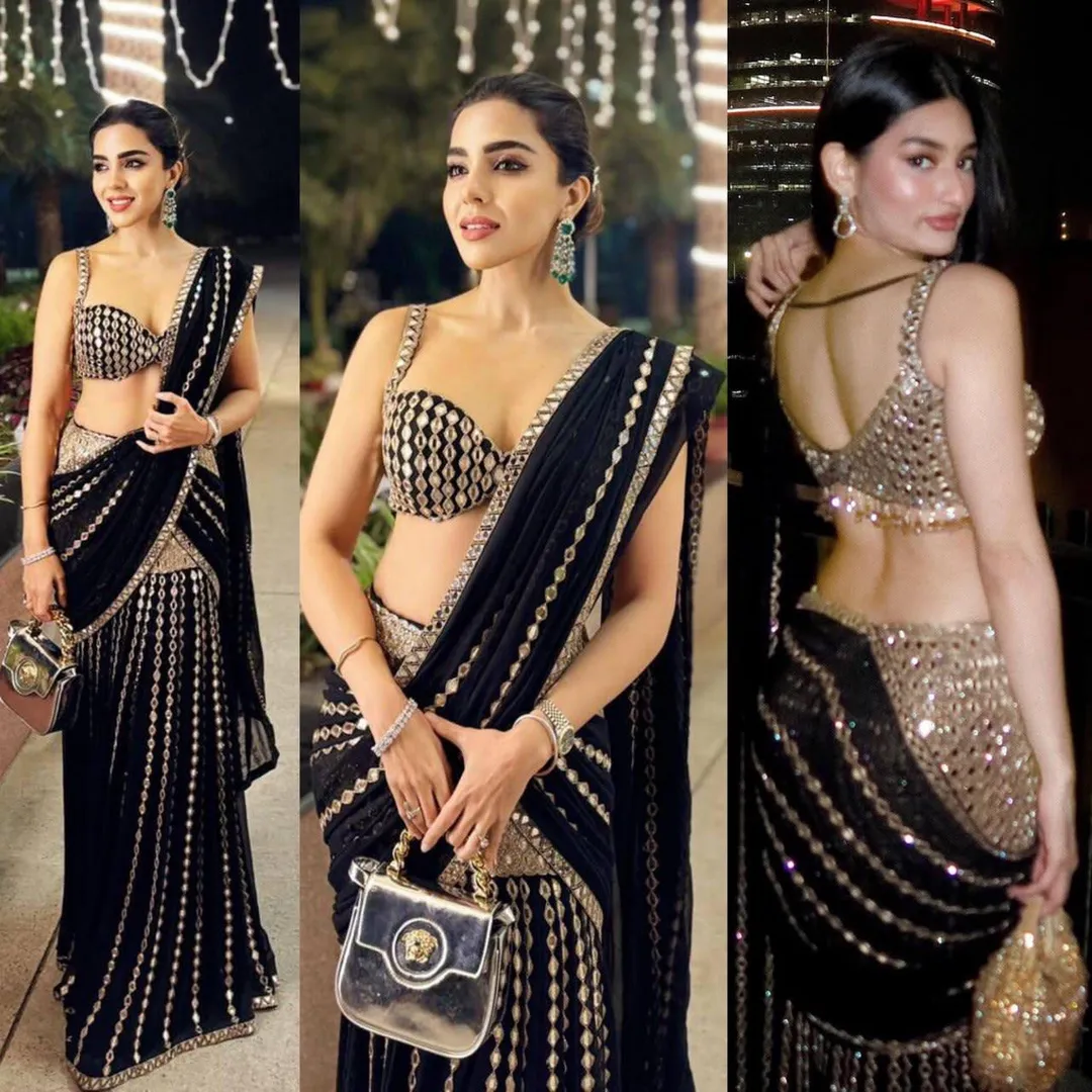 Faux Georgette Ready-to-Wear Real Mirror Work Saree