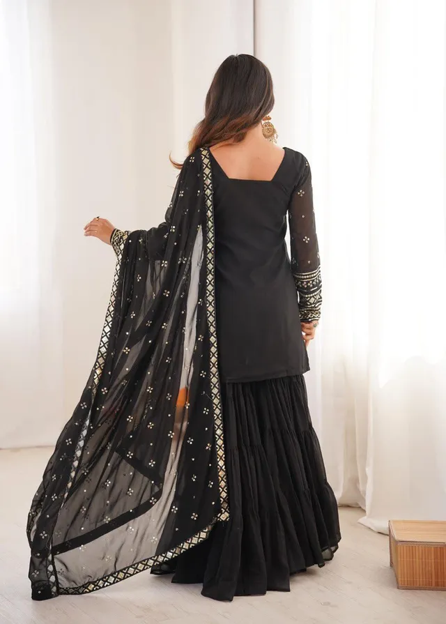 Premium Embroidered Sharara Suit Set - Ready to Wear - View 4