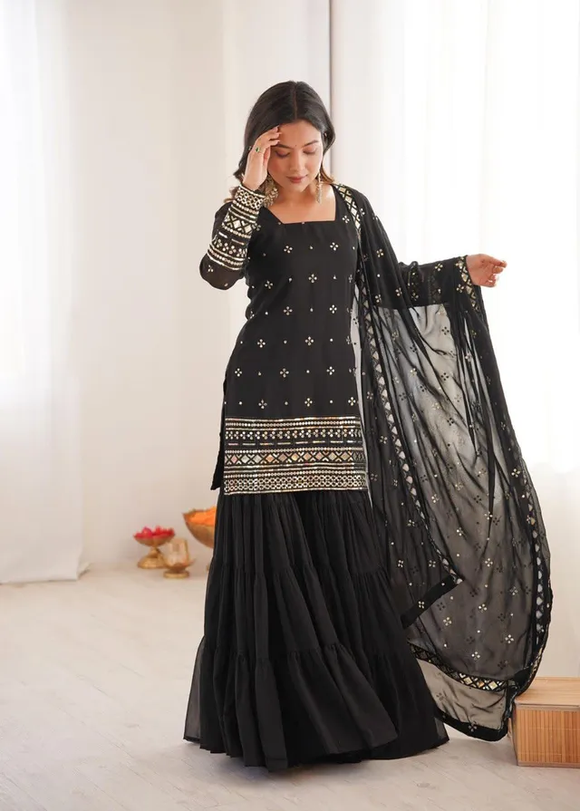 Premium Embroidered Sharara Suit Set - Ready to Wear - View 7