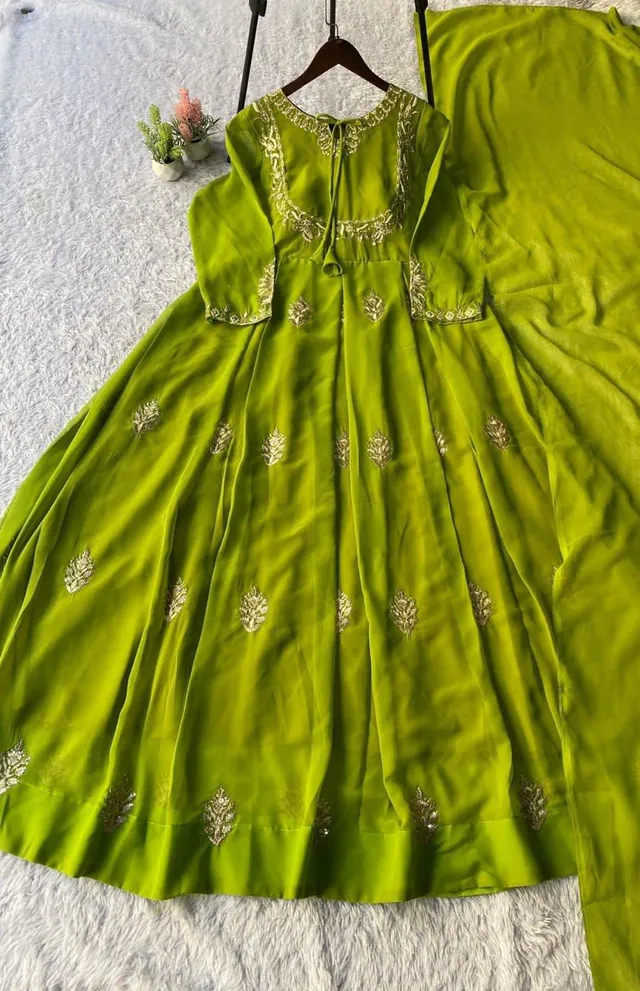 Exclusive 2-Piece Designer Gown - Sequence Embroidery - View 2