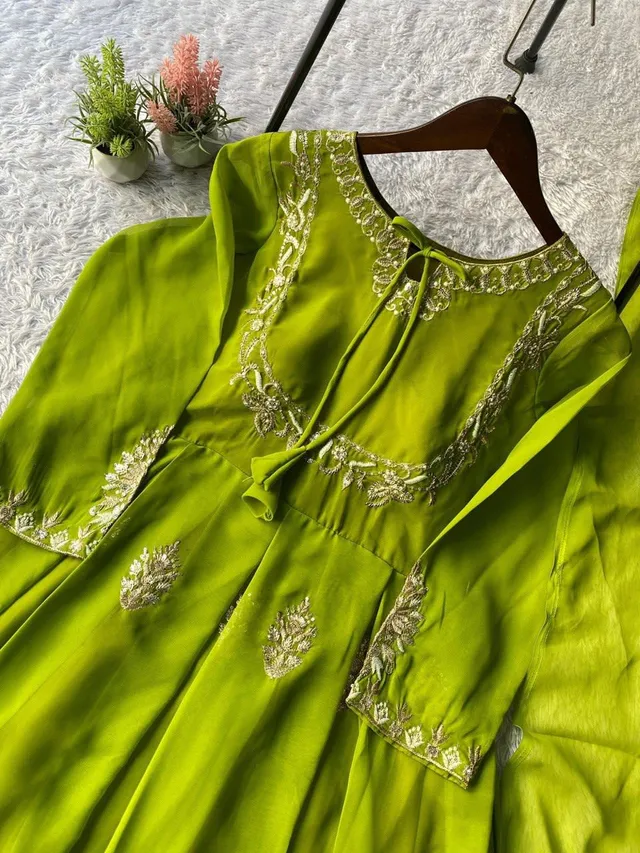 Exclusive 2-Piece Designer Gown - Sequence Embroidery - View 3