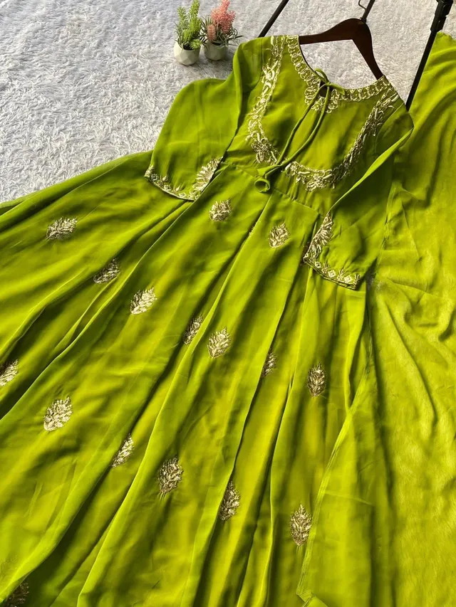 Exclusive 2-Piece Designer Gown - Sequence Embroidery - View 4