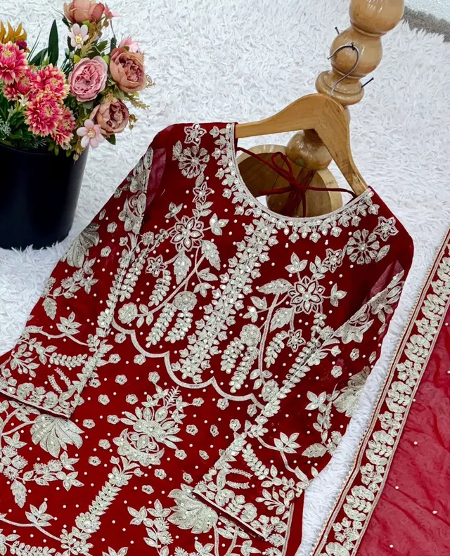 Elegant Embroidered Sequence Designer Suit - Three Piece Set 2 - View 7