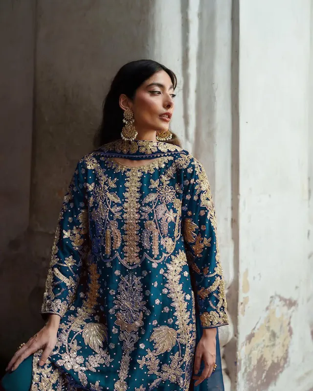 Elegant Embroidered Sequence Designer Suit - Three Piece Set - View 2