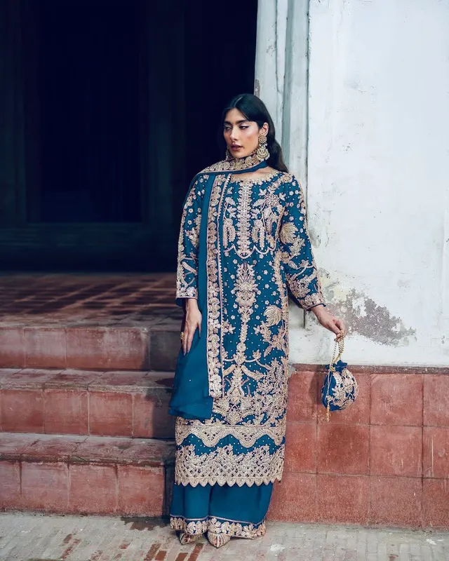 Elegant Embroidered Sequence Designer Suit - Three Piece Set - View 3