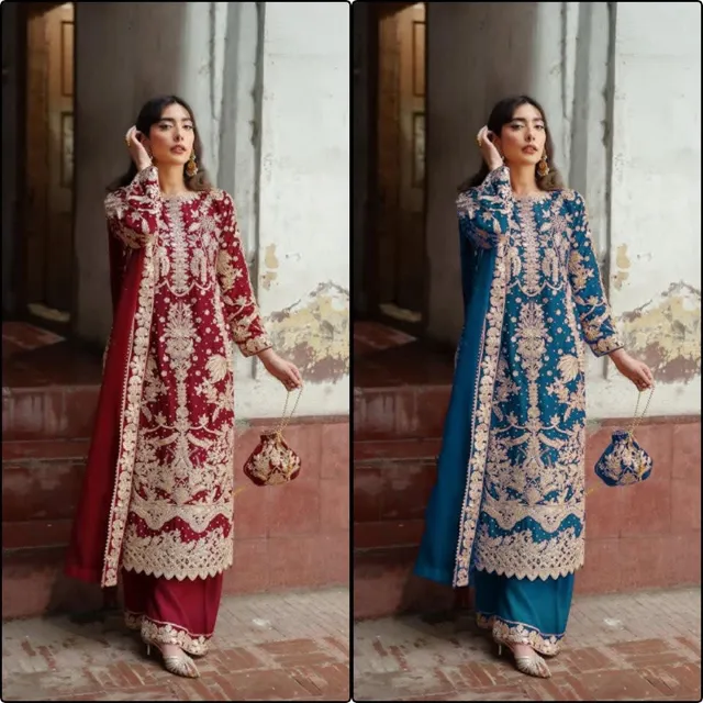 Elegant Embroidered Sequence Designer Suit - Three Piece Set - View 8