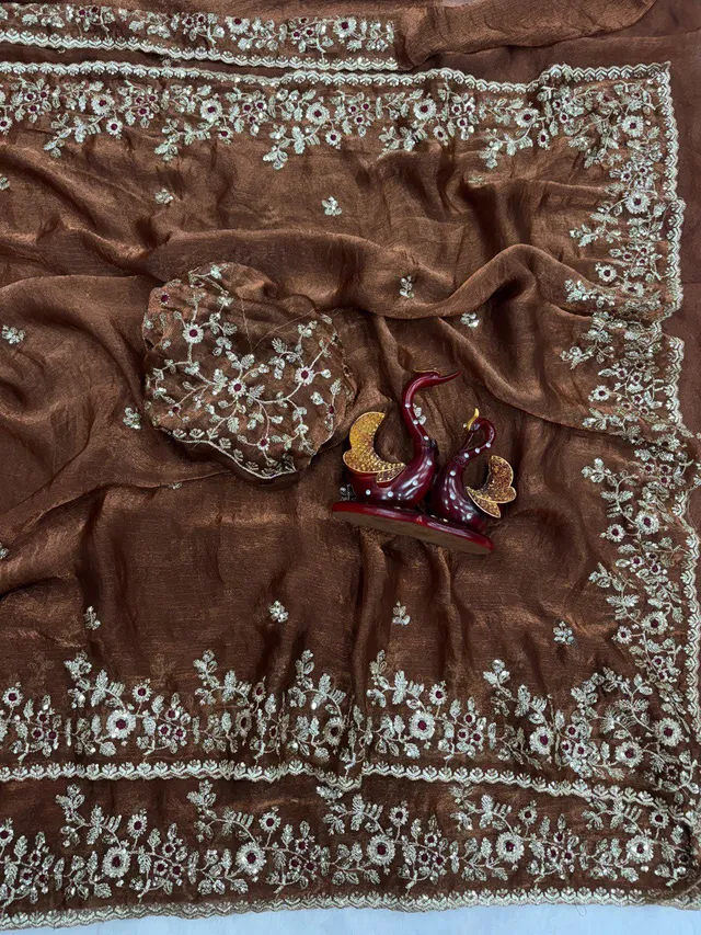 Fandy Chiffon Sequins Embroidered Saree - View 2