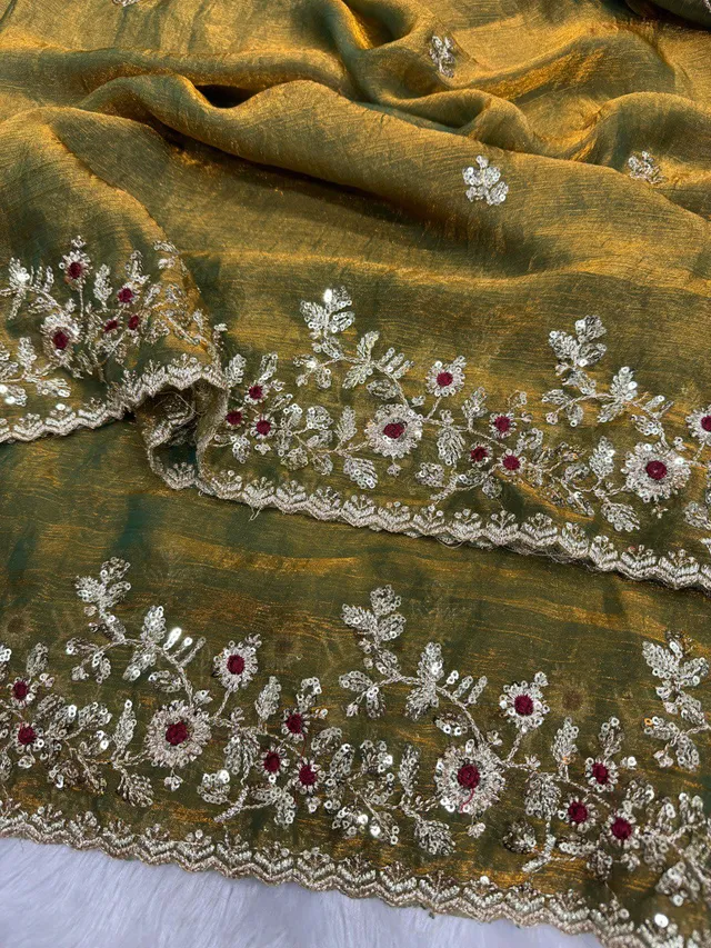 Fandy Chiffon Sequins Embroidered Saree - View 4