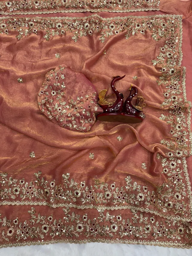 Fandy Chiffon Sequins Embroidered Saree - View 6