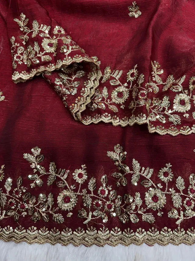 Fandy Chiffon Sequins Embroidered Saree - View 7