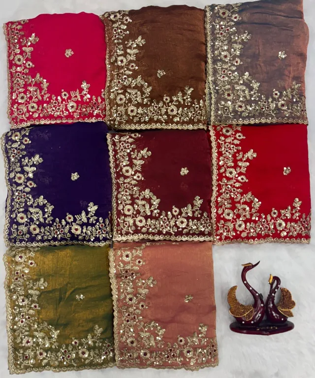 Fandy Chiffon Sequins Embroidered Saree - View 10