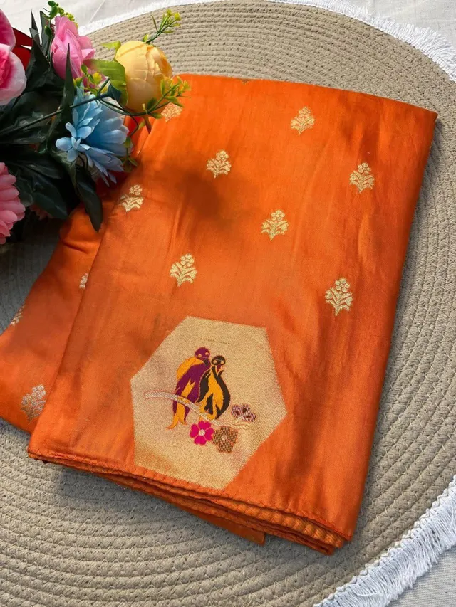 Dazzling Russian Cotton Silk Weaving Saree