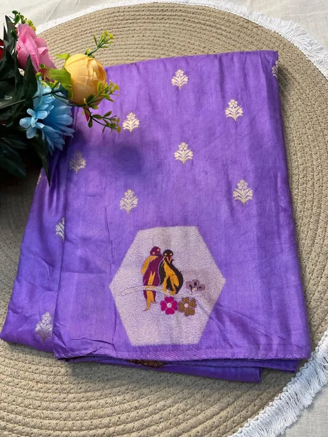 Dazzling Russian Cotton Silk Weaving Saree - View 4