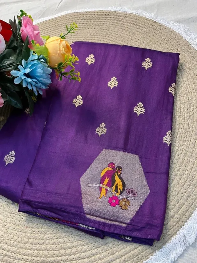 Dazzling Russian Cotton Silk Weaving Saree - View 6