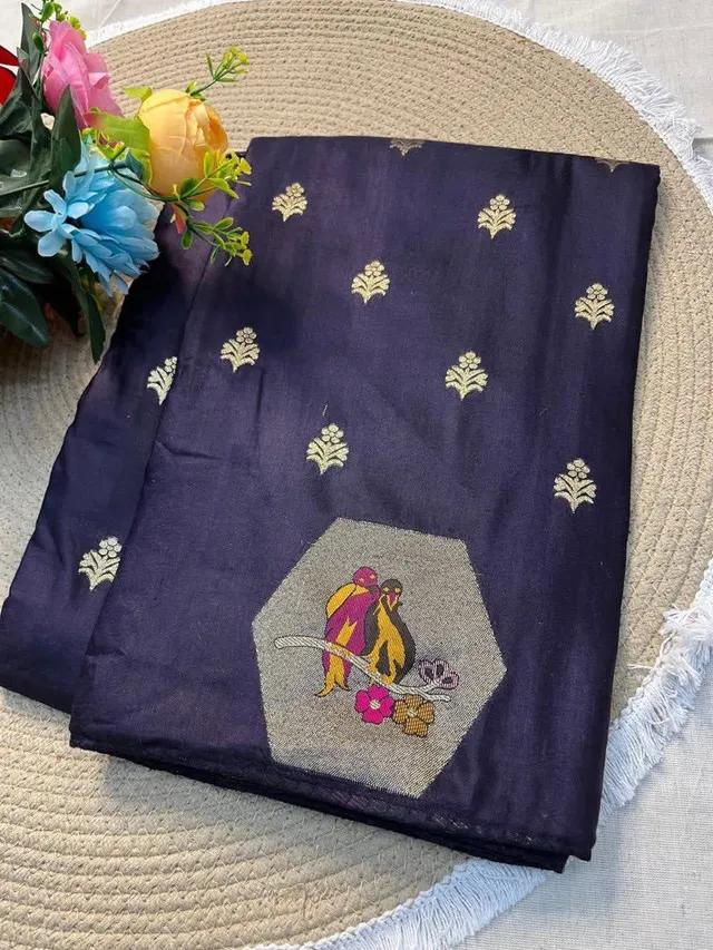 Dazzling Russian Cotton Silk Weaving Saree - View 7