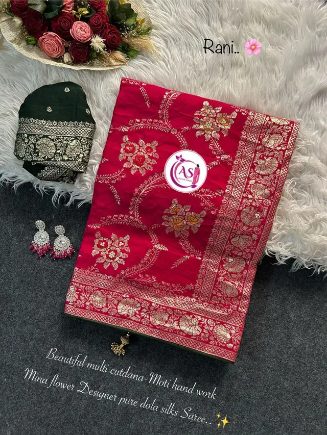 Dola Silk Designer Saree - Cutdana & Moti Handwork Elegance - View 2